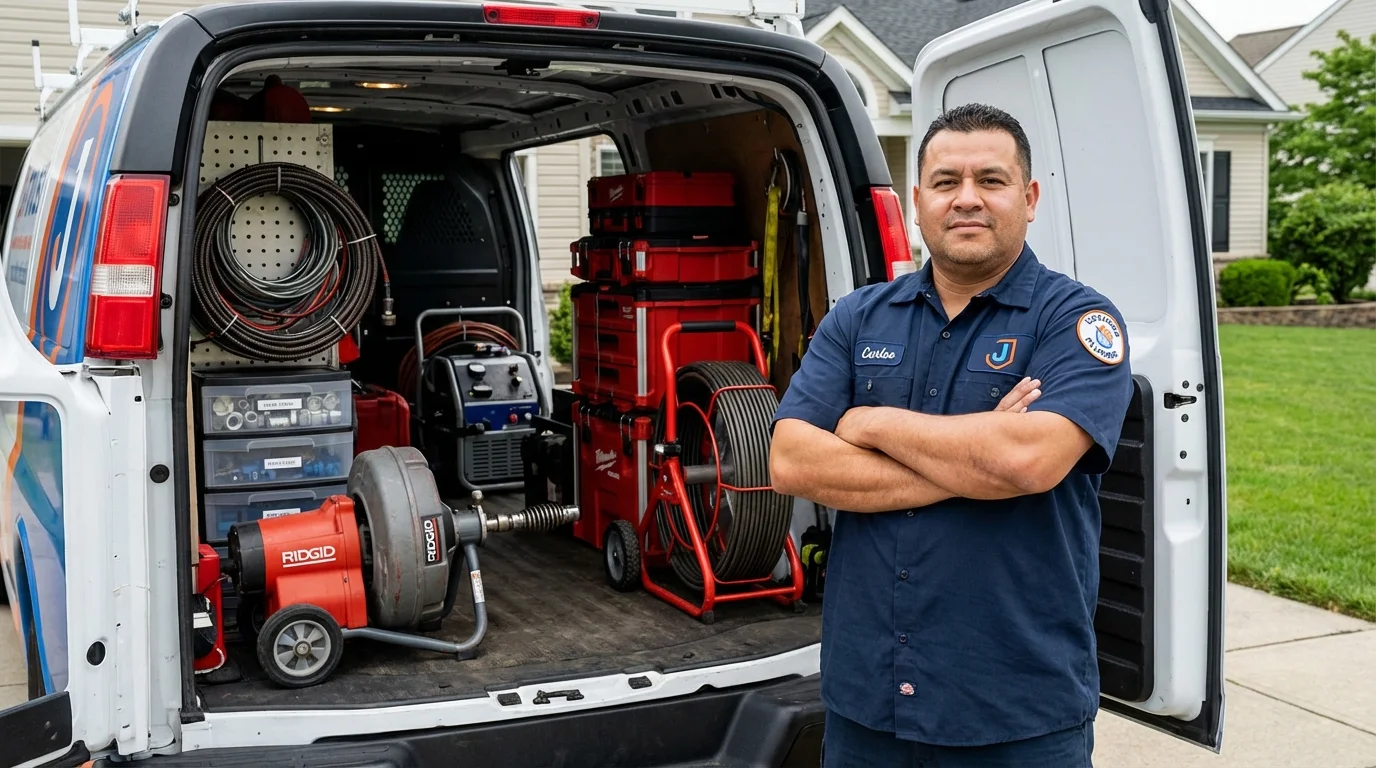 Professional drain cleaning equipment and Johns Plumbing LLC plumber in Lehigh Acres