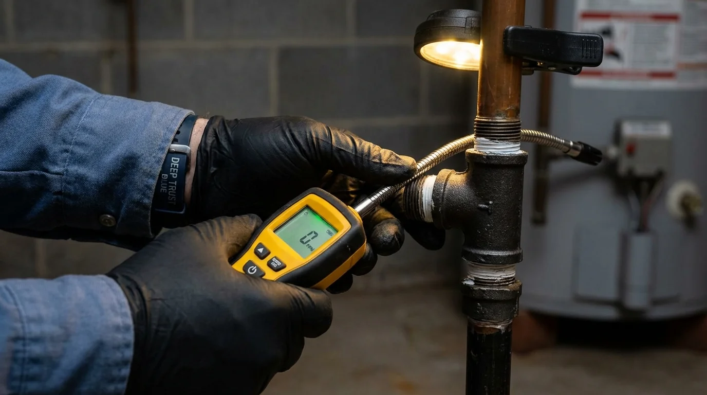 Gas leak detection with electronic sniffer by Johns Plumbing LLC in Lehigh Acres